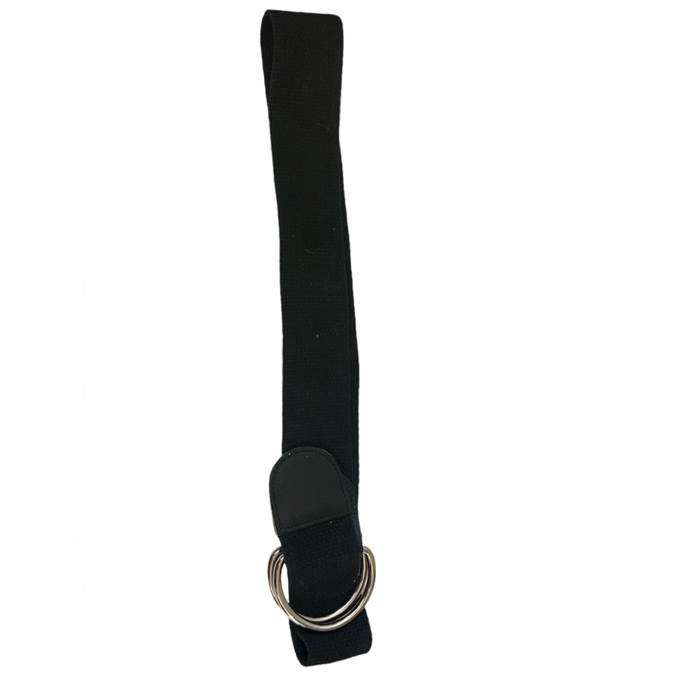 Black Fabric Belt silver buckle and leather end